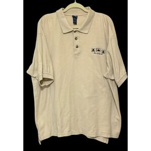 Polar Quality Sportswear Mens Beige Short Sleeve Alaska Embroidered Size 2XL